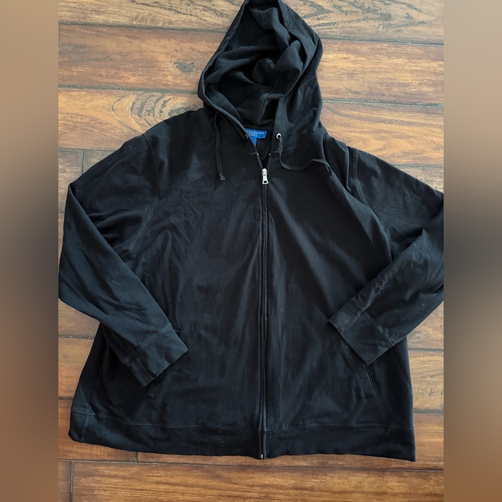 Karen Scott Black Lightweight Hoodie Zip Up Jacket